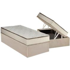 Cama Box Baú Solteiro: Colchão Molas Bonnel Luckspuma Montreal Spring 