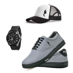 Tenis Sapatenis Calçado Masculino Com Bone e Relogio-Masculino