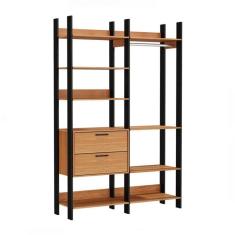 Guarda-Roupa Closet Modulado Lille II 2 Gavetas Freijó e Preto