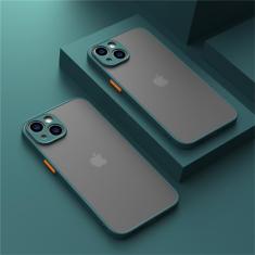 Capa de telefone fosca de luxo à prova de choque para iPhone 14 13 Pro Max 12 11 Pro Max XS Max XR X 8 7 Plus Capa protetora de silicone transparente, D verde, para iphone 12 mini