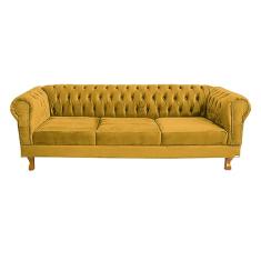 Sofá Chesterfield Duque 3 lugares 2,30 - Suede Amarelo/sala de estar, recepção, barbearia