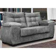Sofá Luxemburgo 2 Lugares 1,52m Tecido Suede Cinza