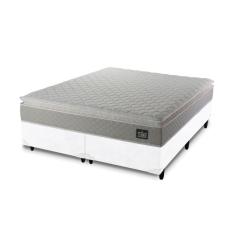 Cama Box + Colchão Queen Strong D45 One Face 158x198x59cm Branco - Suporta até 150kg por pessoa