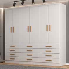 Guarda-Roupa  6 Portas e 12 Gavetas New Mônaco Branco