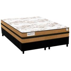 Cama Box Queen: Colchão Molas Ensacadas Plumatex MasterPocket Smart Milano + Base CRC Suede Black(158x198)