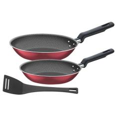 Conjunto de Frigideiras Antiaderente Tramontina - 3 Peças Vermelho Ber
