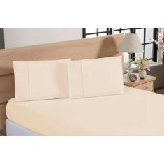 Jogo De Lençol 200 Fios Casal Liso - Ponto Palito - Várias Cores - Lal