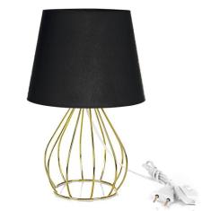 Abajur Cebola Dome Preto Com Aramado Dourado - MARRYLUZ