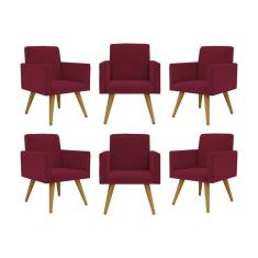 Kit 06 Cadeiras Poltronas Decorativa - Escritório - Recepção Cor:marsala