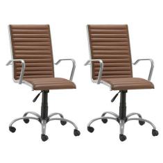 Kit 2 Cadeiras Escritório Giratória Terracota Presidente Pra - Alezzi