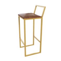 Banqueta Alta Balcão Bistrô Dourada Confort Industrial Premium Estofad