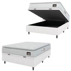 Cama Box Baú Casal Colchão Espuma D33 Pillow Top Van Gogh 138x188x65cm Branco Hellen