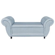 Divã Recamier Com Baú Grécia 1,55 Cm Linho Cinza - Neros Interiores