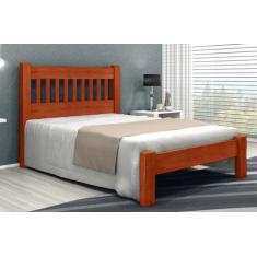 Cama de Casal Pérola de Madeira Maciça Angelim Pedra/Tauari - Cor Imbu