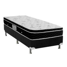 Cama Box Solteiro: Colchão Molas Bonnel Ortobom Nanolastic Physical SpringBase Suede Black(88x188)