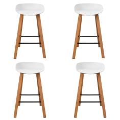 Kit 4 Banquetas Toledo Fratini 83 (altura) Revestimento Polipropileno Branca Base Em Aço E Apoio De Pé Preto