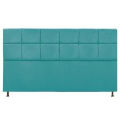 Cabeceira Estofada Damares 195 cm King Size Com Botonê Suede Azul Turq