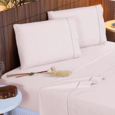 Jogo de Lençol Queen 4 Peças Percal 400 Fios 100% Algodão Acetinado Po