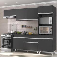 Armário De Cozinha Compacta 4 Peças Veneza Preto - MULTIMOVEIS