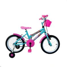 Bicicleta Infantil Feminina Menina Aro 16 Roda Lateral de Apoio e Cest