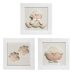 Potinho de Mel Trio De Quadros Ovelha Quarto Bebê Infantil Menina Menino Branco