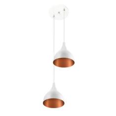 Lustre Pendente Aluminio Gota Duplo 21cm Branco com Cobre - MARRYLUZ