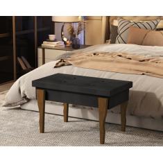 Recamier Captone Espanha Pés de Madeira 0,80 Cor Preto - Comprar Moveis em Casa