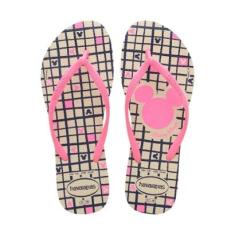 Chinelo Feminino Havaianas Slim Disney Bege e Rosa - 4141-Feminino