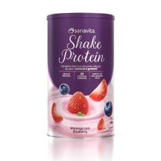 Shake Protein Morango Com Blueberry - Lata 450G - Sanavita