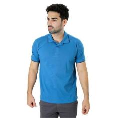 Camiseta Masculina Gola Polo Ixória Azul Piquet Gold Com Elastano