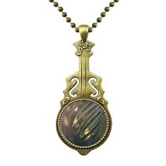 DIYthinker Colar de folhas verdes com imagem de planta natureza joias antigas pingente de música de guitarra