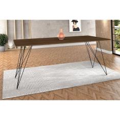 Mesa De Madeira Trama Base Preta Com Tampo Amêndoa 140 X 80 - New Green - Preto