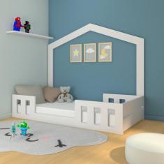 Cama Montessori com Casinha Play Timber Branco