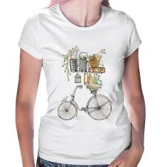 Baby Look Bicicleta E Livros - Foca Na Moda