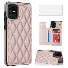 Asuwish Capa de telefone para Samsung Galaxy A71 5G Capa carteira com protetor de tela de vidro temperado e suporte de cartão de crédito RFID de couro com compartimento para suporte, acessórios