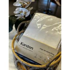 Lençol c/ Elástico King Karsten 150 Fios 100% Algodão com Fronha Matiz cor natural