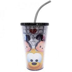 Copo Com Cubos De Gelo Preto Mickey E Minnie Tsum Tsum 600ml - Disney