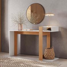 Escrivaninha Aparador Mesa para Notebook Telasul Versa Home Freijó/Branco - Telasul