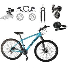 Bicicleta Aro 29 Gti Roma Câmbios Shimano Altus 24v K7 Freios Hidráulicos Garfo Trava - Azul Tam.19