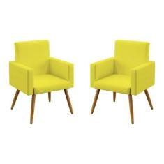 Kit 2 Poltronas Decorativas Nina Suede Amarelo Aradecor