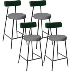 Kit 04 Banquetas Baixa Cozinha E Sala Jantar Bancada Milão L02 Facto V