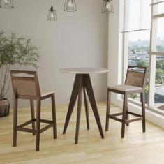 Conjunto Bistrô 1 Mesa 2 Banquetas Rattan - CCS Interiores