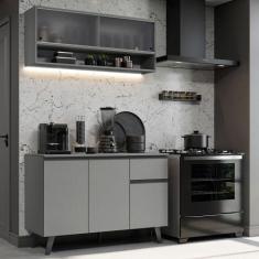 Armário de Cozinha Compacta 120cm Cinza Nice Madesa 02, Cinza