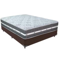 Cama Box Marrom E Colchão Black Graphite Molas Ensacadas Casal Anjos
