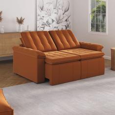 Sofá Cama Palmeira 3 Lugares Retrátil Reclinável 2,00m Veludo com Molas CabeCasa MadeiraMadeira