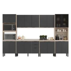 Cozinha Modulada Composição FMT006 Firenze 6 Peças Avena/Grafito - Dem