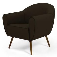 Poltrona Decorativa com Pés Palito Nina Corano Marrom C-34 - Lyam Deco