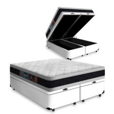 Cama Box Baú Super King + Colchão Espuma D45 Castor Black & White D45 