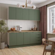 Cozinha Modulada 4 Peças com Tampo 2 Aéreos 5 Portas e 2 Balcões Ipane