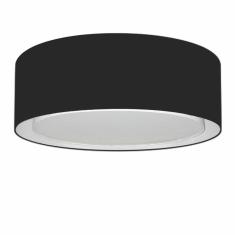 Plafon Duplo Cilíndrico Md-3037 Cúpula Em Tecido 60x25cm Preto - Bivolt